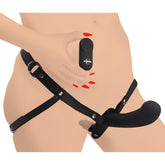 28X Double Diva 2" Double Dildo w- Harness & Remote - Black